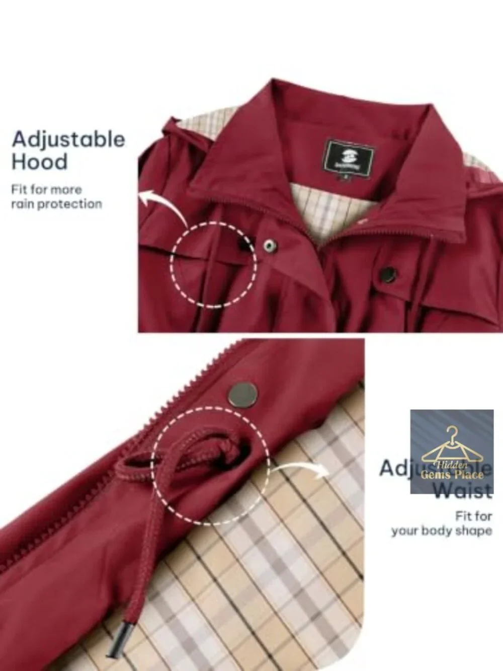 Waterproof Rain Jacket Long Raincoat Hooded Windbreaker Trench Coat